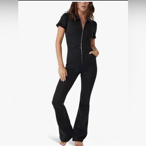 We the Free Jayde Black Zip-Up denim Jumpsuit